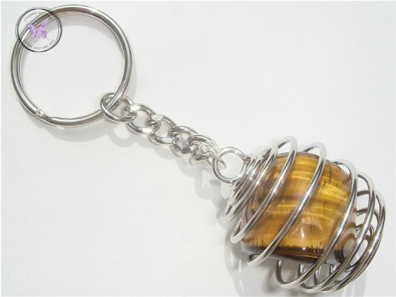 Tiger Eye Tumble Stone Keychain